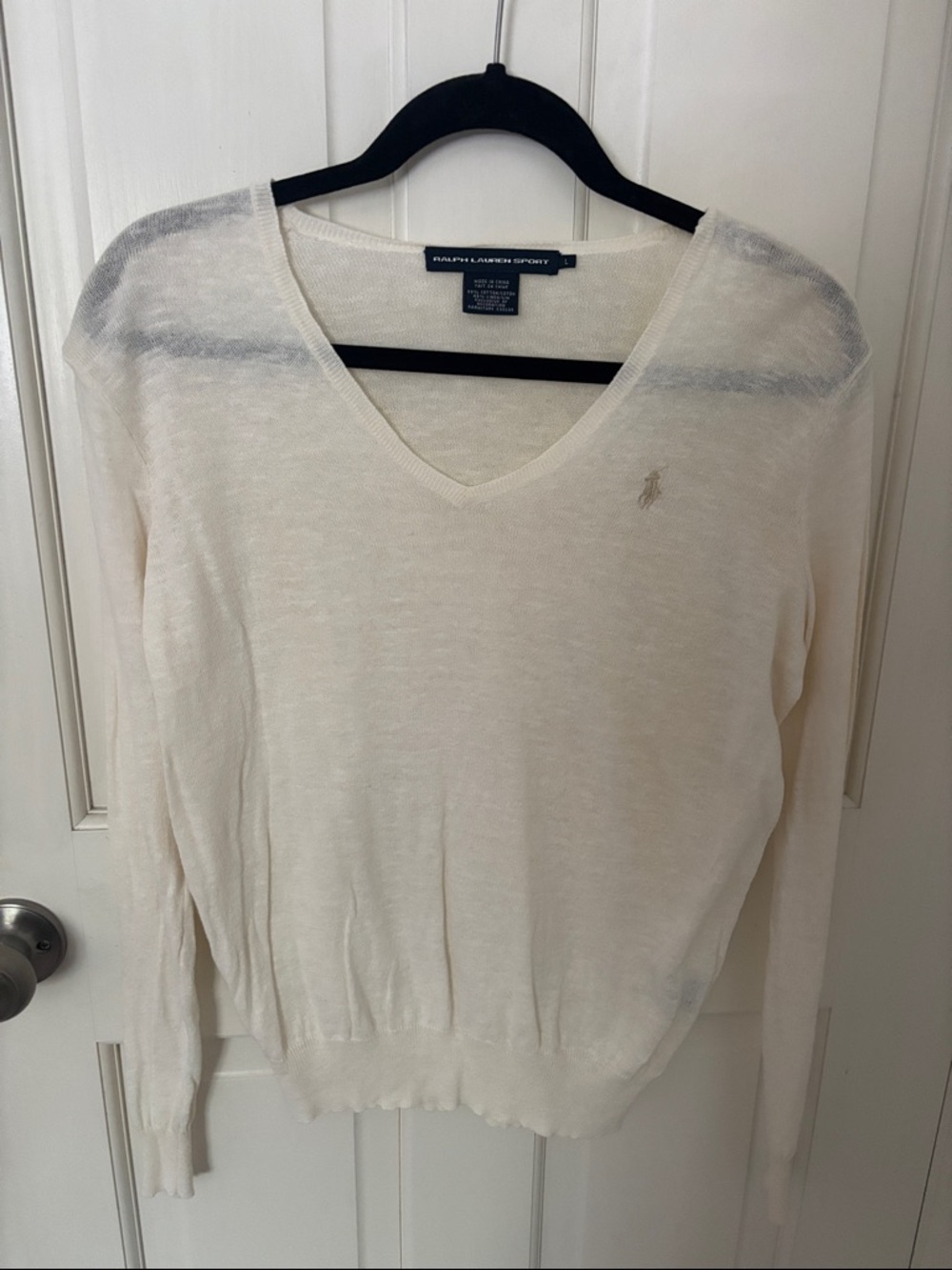 Ralph Lauren Lightweight V-Neck Sweater in Ivory